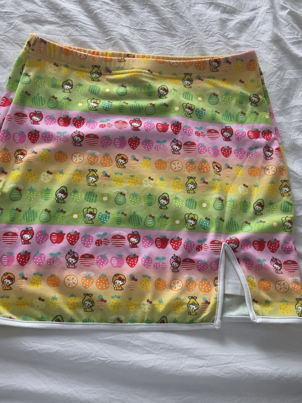 SHEIN Rainbow Fruit & Hello Kitty Print Skirt in Pink, Yellow, Green